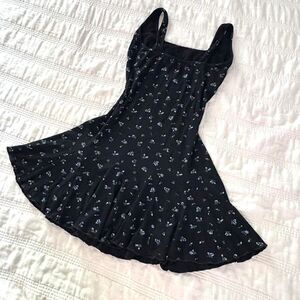 Black floral printed mini dress